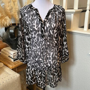 Chico’s Sheer Animal Print Tunic Top Size Medium